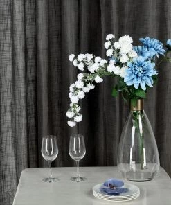 HIER_3120 Home Décor 2 Pack | Handmade Charcoal Gray Faux Linen Curtains 52"x64", Curtain Panels With Chrome Grommets 19 HIER_3120 Home Décor 2 Pack | Handmade Charcoal Gray Faux Linen Curtains 52