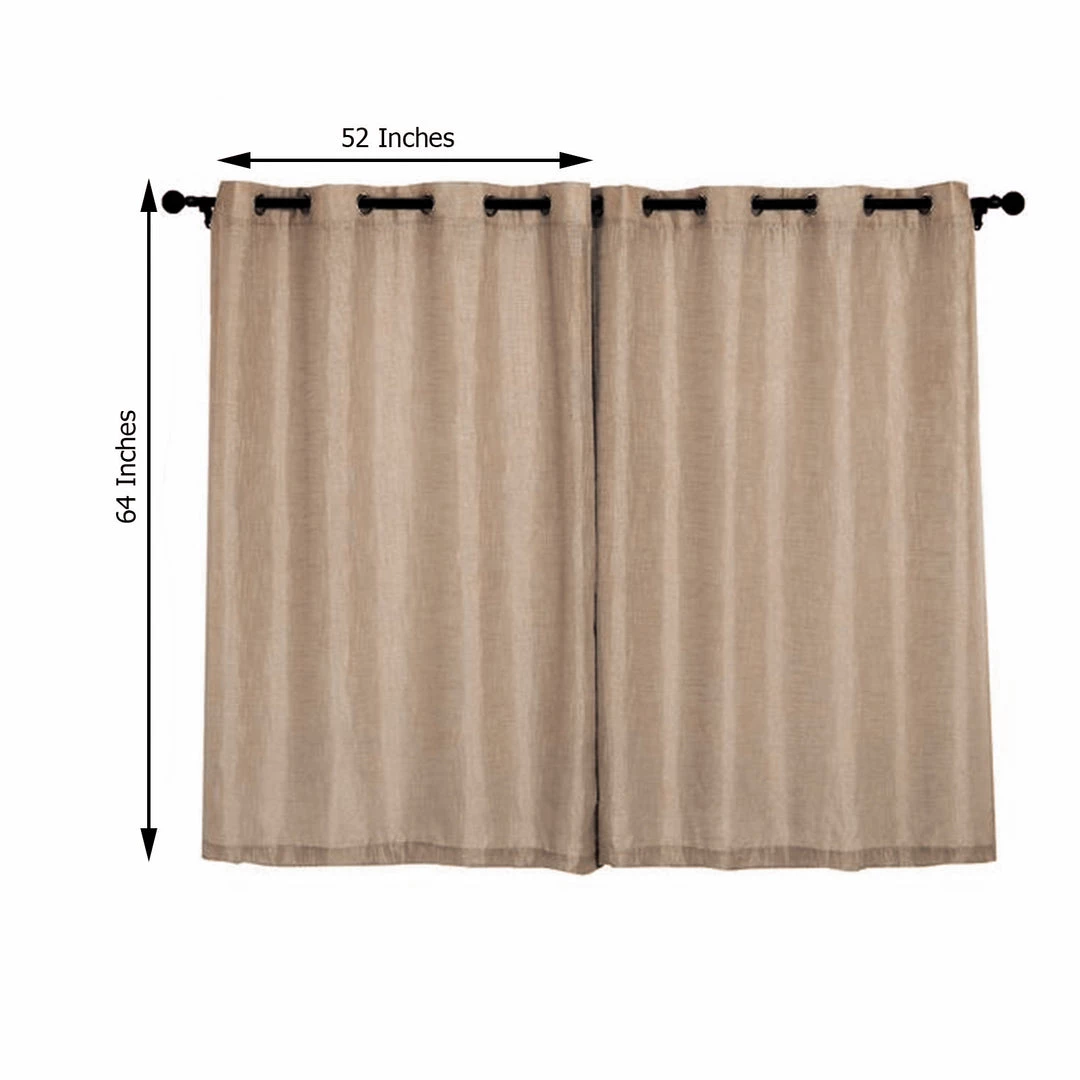 HIER_3120 Home Décor 2 Pack | Handmade Taupe Faux Linen Curtains 52"x64", Curtain Panels With Chrome Grommets 3 HIER_3120 Home Décor 2 Pack | Handmade Taupe Faux Linen Curtains 52"x64", Curtain Panels With Chrome Grommets