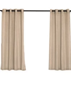HIER_3120 2 Pack | Handmade Beige Faux Linen Curtains 52"x64", Curtain Panels With Chrome Grommets 27 HIER_3120 2 Pack | Handmade Beige Faux Linen Curtains 52