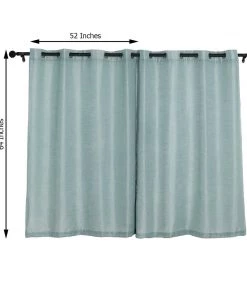 HIER_3120 2 Pack | Handmade Dusty Blue Faux Linen Curtains 52"x64", Curtain Panels With Chrome Grommets Home Décor 18 HIER_3120 2 Pack | Handmade Dusty Blue Faux Linen Curtains 52