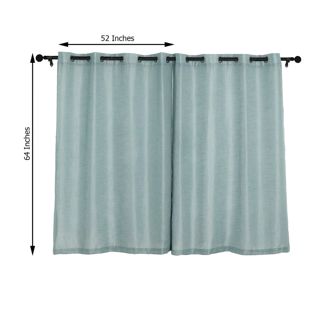 HIER_3120 2 Pack | Handmade Dusty Blue Faux Linen Curtains 52"x64", Curtain Panels With Chrome Grommets Home Décor 3 HIER_3120 2 Pack | Handmade Dusty Blue Faux Linen Curtains 52"x64", Curtain Panels With Chrome Grommets Home Décor