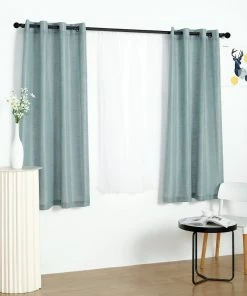 HIER_3120 2 Pack | Handmade Dusty Blue Faux Linen Curtains 52"x64", Curtain Panels With Chrome Grommets Home Décor 21 HIER_3120 2 Pack | Handmade Dusty Blue Faux Linen Curtains 52
