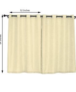 HIER_3120 2 Pack | Handmade Ivory Faux Linen Curtains 52"x64", Curtain Panels With Chrome Grommets Home Décor 16 HIER_3120 2 Pack | Handmade Ivory Faux Linen Curtains 52