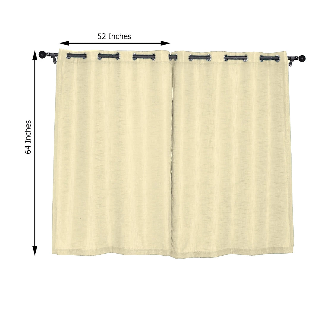 HIER_3120 2 Pack | Handmade Ivory Faux Linen Curtains 52"x64", Curtain Panels With Chrome Grommets Home Décor 3 HIER_3120 2 Pack | Handmade Ivory Faux Linen Curtains 52"x64", Curtain Panels With Chrome Grommets Home Décor