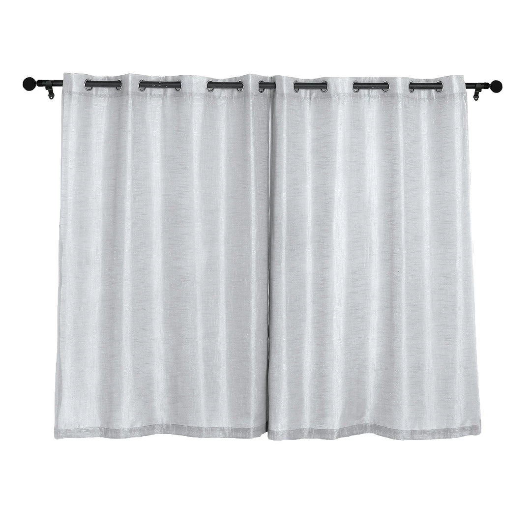 HIER_3120 2 Pack | Handmade Silver Faux Linen Curtains 52"x64", Curtain Panels With Chrome Grommets Home Décor 10 HIER_3120 2 Pack | Handmade Silver Faux Linen Curtains 52"x64", Curtain Panels With Chrome Grommets Home Décor