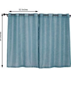 HIER_3120 2 Pack | Handmade Blue Faux Linen Curtains 52"x64", Curtain Panels With Chrome Grommets Home Décor 16 HIER_3120 2 Pack | Handmade Blue Faux Linen Curtains 52
