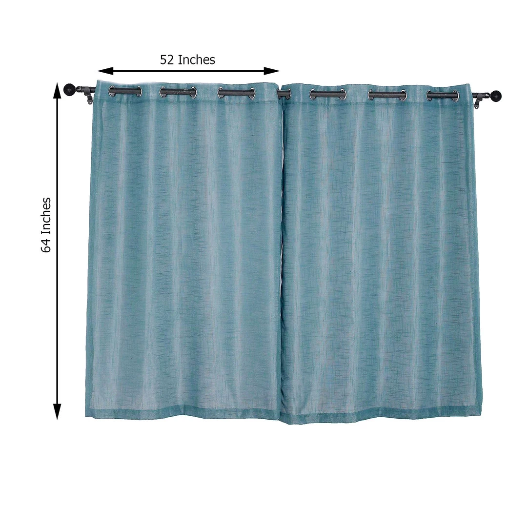 HIER_3120 2 Pack | Handmade Blue Faux Linen Curtains 52"x64", Curtain Panels With Chrome Grommets Home Décor 3 HIER_3120 2 Pack | Handmade Blue Faux Linen Curtains 52"x64", Curtain Panels With Chrome Grommets Home Décor