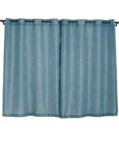 HIER_3120 2 Pack | Handmade Blue Faux Linen Curtains 52"x64", Curtain Panels With Chrome Grommets Home Décor 25 HIER_3120 2 Pack | Handmade Blue Faux Linen Curtains 52