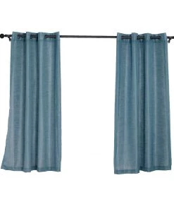 HIER_3120 2 Pack | Handmade Blue Faux Linen Curtains 52"x64", Curtain Panels With Chrome Grommets Home Décor 27 HIER_3120 2 Pack | Handmade Blue Faux Linen Curtains 52