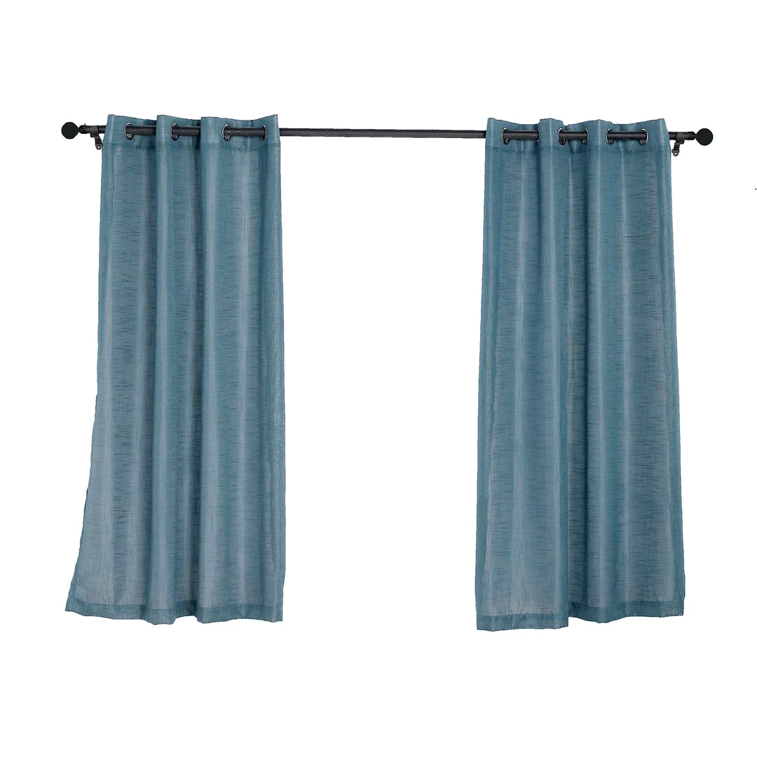 HIER_3120 2 Pack | Handmade Blue Faux Linen Curtains 52"x64", Curtain Panels With Chrome Grommets Home Décor 14 HIER_3120 2 Pack | Handmade Blue Faux Linen Curtains 52"x64", Curtain Panels With Chrome Grommets Home Décor