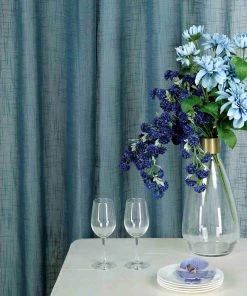 HIER_3120 2 Pack | Handmade Blue Faux Linen Curtains 52"x64", Curtain Panels With Chrome Grommets Home Décor 20 HIER_3120 2 Pack | Handmade Blue Faux Linen Curtains 52