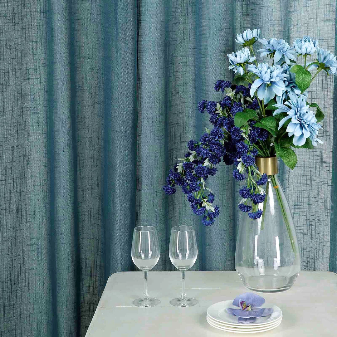 HIER_3120 2 Pack | Handmade Blue Faux Linen Curtains 52"x96", Curtain Panels With Chrome Grommets Home Décor 8 HIER_3120 2 Pack | Handmade Blue Faux Linen Curtains 52"x96", Curtain Panels With Chrome Grommets Home Décor