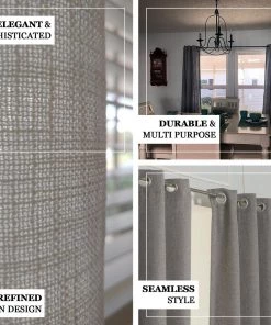 HIER_3120 2 Pack | Handmade Silver Faux Linen Curtains 52"x64", Curtain Panels With Chrome Grommets Home Décor 16 HIER_3120 2 Pack | Handmade Silver Faux Linen Curtains 52