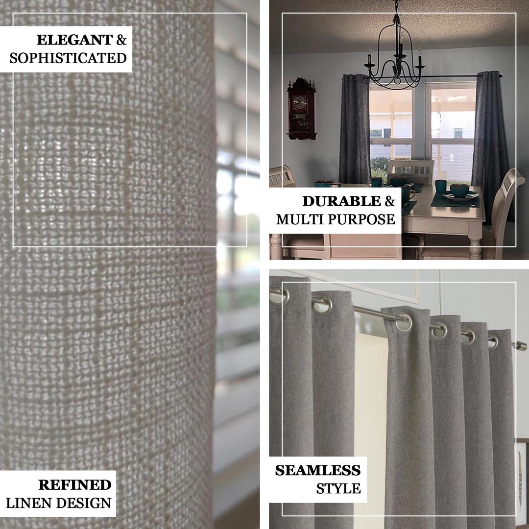 HIER_3120 2 Pack | Handmade Blue Faux Linen Curtains 52"x64", Curtain Panels With Chrome Grommets Home Décor 4 HIER_3120 2 Pack | Handmade Blue Faux Linen Curtains 52"x64", Curtain Panels With Chrome Grommets Home Décor