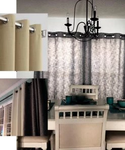 HIER_3120 2 Pack | Handmade Ivory Faux Linen Curtains 52"x64", Curtain Panels With Chrome Grommets Home Décor 18 HIER_3120 2 Pack | Handmade Ivory Faux Linen Curtains 52
