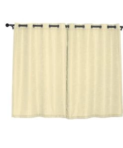 HIER_3120 2 Pack | Handmade Ivory Faux Linen Curtains 52"x64", Curtain Panels With Chrome Grommets Home Décor 24 HIER_3120 2 Pack | Handmade Ivory Faux Linen Curtains 52