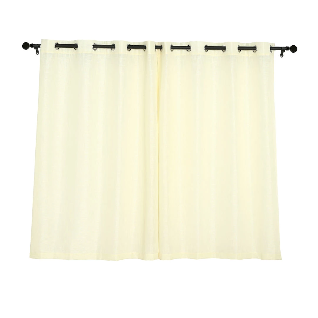 HIER_3120 2 Pack | Handmade Ivory Faux Linen Curtains 52"x64", Curtain Panels With Chrome Grommets Home Décor 14 HIER_3120 2 Pack | Handmade Ivory Faux Linen Curtains 52"x64", Curtain Panels With Chrome Grommets Home Décor