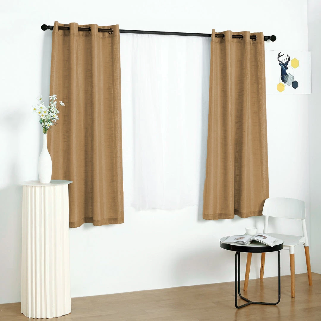 HIER_3120 Home Décor 2 Pack | Handmade Natural Faux Linen Curtains 52"x64", Curtain Panels With Chrome Grommets 6 HIER_3120 Home Décor 2 Pack | Handmade Natural Faux Linen Curtains 52"x64", Curtain Panels With Chrome Grommets
