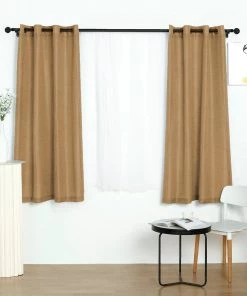 HIER_3120 Home Décor 2 Pack | Handmade Natural Faux Linen Curtains 52"x64", Curtain Panels With Chrome Grommets