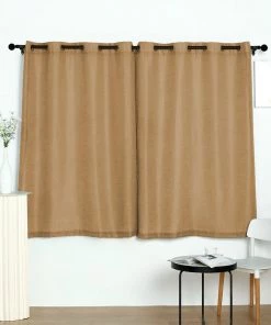 HIER_3120 Home Décor 2 Pack | Handmade Natural Faux Linen Curtains 52"x64", Curtain Panels With Chrome Grommets