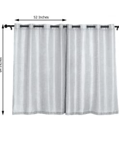 HIER_3120 2 Pack | Handmade Silver Faux Linen Curtains 52"x64", Curtain Panels With Chrome Grommets Home Décor 15 HIER_3120 2 Pack | Handmade Silver Faux Linen Curtains 52