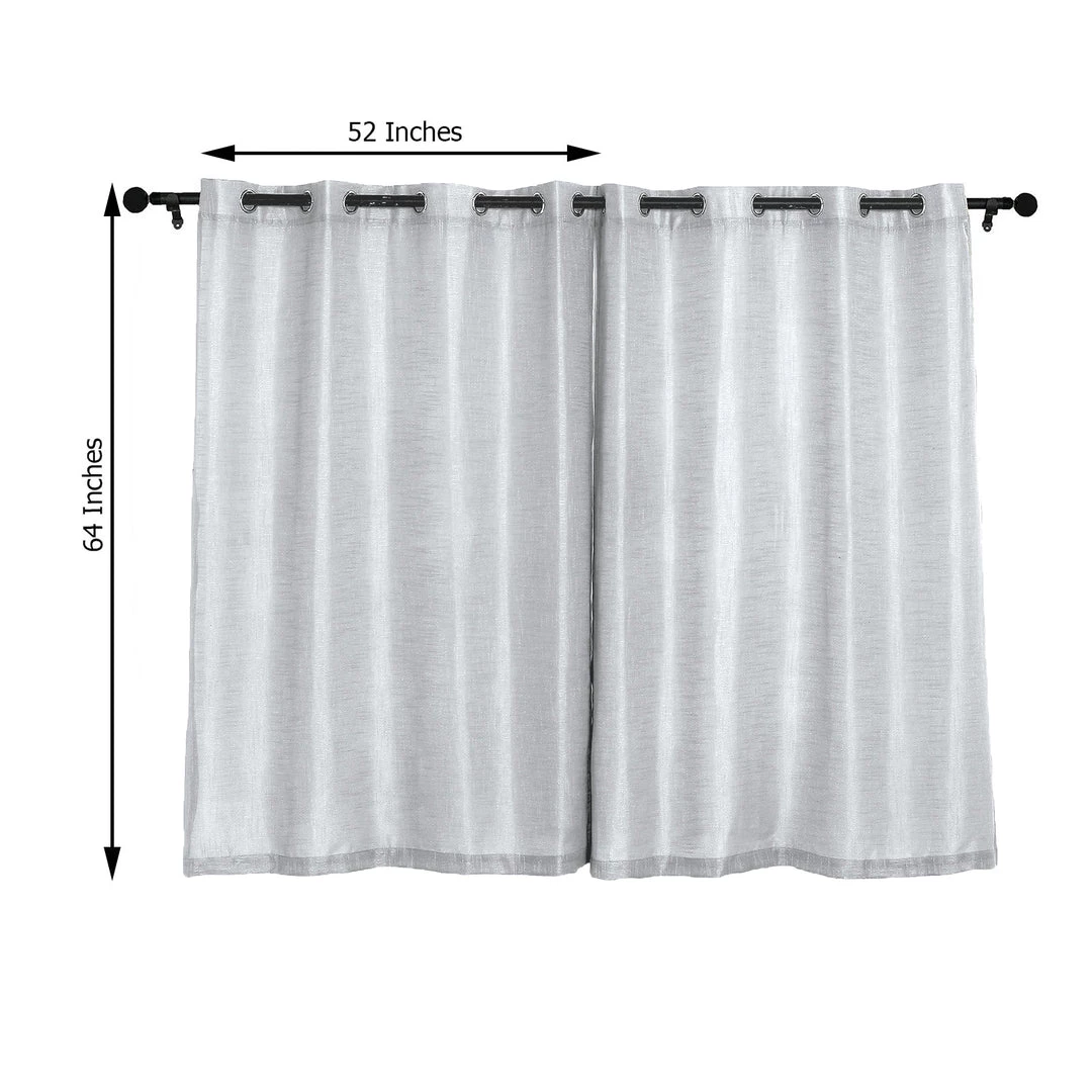 HIER_3120 2 Pack | Handmade Silver Faux Linen Curtains 52"x64", Curtain Panels With Chrome Grommets Home Décor 3 HIER_3120 2 Pack | Handmade Silver Faux Linen Curtains 52"x64", Curtain Panels With Chrome Grommets Home Décor