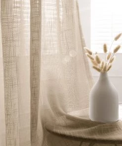 HIER_3120 2 Pack | Handmade Beige Faux Linen Curtains 52"x108", Curtain Panels With Chrome Grommets Home Décor 23 HIER_3120 2 Pack | Handmade Beige Faux Linen Curtains 52