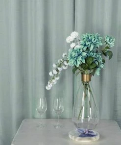 HIER_3120 2 Pack | Handmade Dusty Blue Faux Linen Curtains 52"x84", Curtain Panels With Chrome Grommets 22 HIER_3120 2 Pack | Handmade Dusty Blue Faux Linen Curtains 52