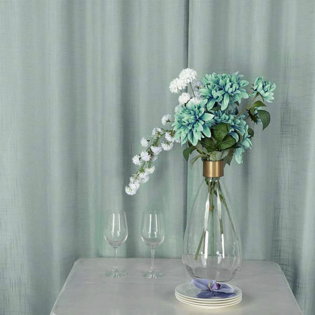 HIER_3120 2 Pack | Handmade Dusty Blue Faux Linen Curtains 52"x84", Curtain Panels With Chrome Grommets 7 HIER_3120 2 Pack | Handmade Dusty Blue Faux Linen Curtains 52"x84", Curtain Panels With Chrome Grommets