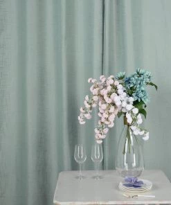 HIER_3120 2 Pack | Handmade Dusty Blue Faux Linen Curtains 52"x84", Curtain Panels With Chrome Grommets 24 HIER_3120 2 Pack | Handmade Dusty Blue Faux Linen Curtains 52