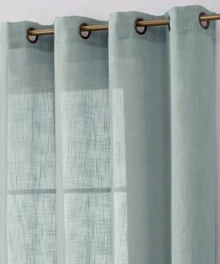 HIER_3120 2 Pack | Handmade Dusty Blue Faux Linen Curtains 52"x84", Curtain Panels With Chrome Grommets 25 HIER_3120 2 Pack | Handmade Dusty Blue Faux Linen Curtains 52