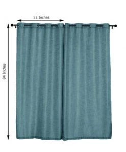 HIER_3120 2 Pack | Handmade Blue Faux Linen Curtains 52"x84", Curtain Panels With Chrome Grommets Home Décor 17 HIER_3120 2 Pack | Handmade Blue Faux Linen Curtains 52