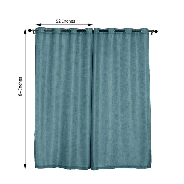 HIER_3120 2 Pack | Handmade Blue Faux Linen Curtains 52"x84", Curtain Panels With Chrome Grommets Home Décor 3 HIER_3120 2 Pack | Handmade Blue Faux Linen Curtains 52"x84", Curtain Panels With Chrome Grommets Home Décor