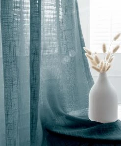 HIER_3120 2 Pack | Handmade Blue Faux Linen Curtains 52"x84", Curtain Panels With Chrome Grommets Home Décor 20 HIER_3120 2 Pack | Handmade Blue Faux Linen Curtains 52
