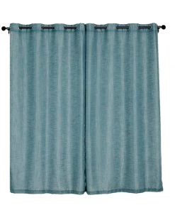 HIER_3120 2 Pack | Handmade Blue Faux Linen Curtains 52"x84", Curtain Panels With Chrome Grommets Home Décor 28 HIER_3120 2 Pack | Handmade Blue Faux Linen Curtains 52