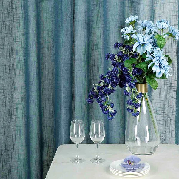 HIER_3120 2 Pack | Handmade Blue Faux Linen Curtains 52"x84", Curtain Panels With Chrome Grommets Home Décor 8 HIER_3120 2 Pack | Handmade Blue Faux Linen Curtains 52"x84", Curtain Panels With Chrome Grommets Home Décor