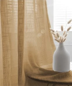 HIER_3120 2 Pack | Handmade Natural Faux Linen Curtains 52"x108", Curtain Panels With Chrome Grommets 22 HIER_3120 2 Pack | Handmade Natural Faux Linen Curtains 52