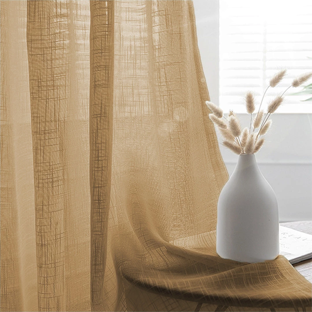 HIER_3120 2 Pack | Handmade Natural Faux Linen Curtains 52"x108", Curtain Panels With Chrome Grommets 6 HIER_3120 2 Pack | Handmade Natural Faux Linen Curtains 52"x108", Curtain Panels With Chrome Grommets