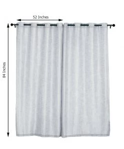 HIER_3120 2 Pack | Handmade Silver Faux Linen Curtains 52
