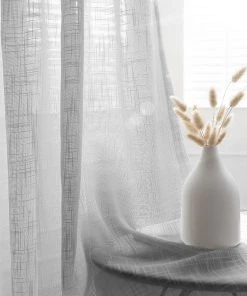 HIER_3120 2 Pack | Handmade Silver Faux Linen Curtains 52