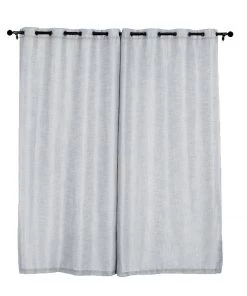 HIER_3120 2 Pack | Handmade Silver Faux Linen Curtains 52