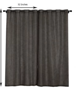 HIER_3120 2 Pack | Handmade Charcoal Gray Faux Linen Curtains 52"x96", Curtain Panels With Chrome Grommets 18 HIER_3120 2 Pack | Handmade Charcoal Gray Faux Linen Curtains 52