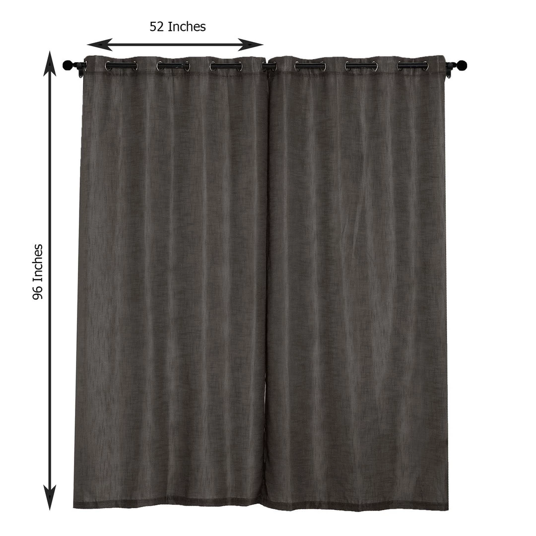 HIER_3120 2 Pack | Handmade Charcoal Gray Faux Linen Curtains 52"x96", Curtain Panels With Chrome Grommets 3 HIER_3120 2 Pack | Handmade Charcoal Gray Faux Linen Curtains 52"x96", Curtain Panels With Chrome Grommets