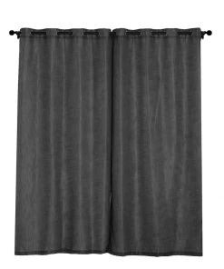 HIER_3120 2 Pack | Handmade Charcoal Gray Faux Linen Curtains 52"x96", Curtain Panels With Chrome Grommets 31 HIER_3120 2 Pack | Handmade Charcoal Gray Faux Linen Curtains 52