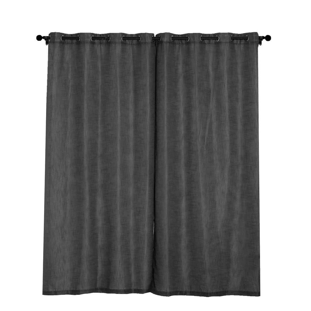 HIER_3120 2 Pack | Handmade Charcoal Gray Faux Linen Curtains 52"x96", Curtain Panels With Chrome Grommets 16 HIER_3120 2 Pack | Handmade Charcoal Gray Faux Linen Curtains 52"x96", Curtain Panels With Chrome Grommets
