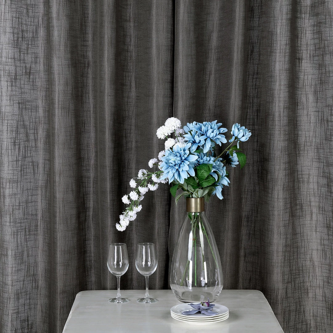 HIER_3120 2 Pack | Handmade Charcoal Gray Faux Linen Curtains 52"x96", Curtain Panels With Chrome Grommets 8 HIER_3120 2 Pack | Handmade Charcoal Gray Faux Linen Curtains 52"x96", Curtain Panels With Chrome Grommets