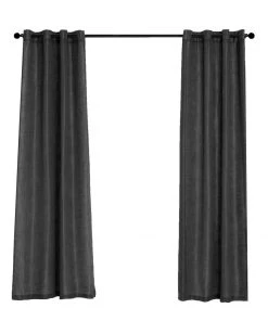 HIER_3120 2 Pack | Handmade Charcoal Gray Faux Linen Curtains 52"x96", Curtain Panels With Chrome Grommets 30 HIER_3120 2 Pack | Handmade Charcoal Gray Faux Linen Curtains 52