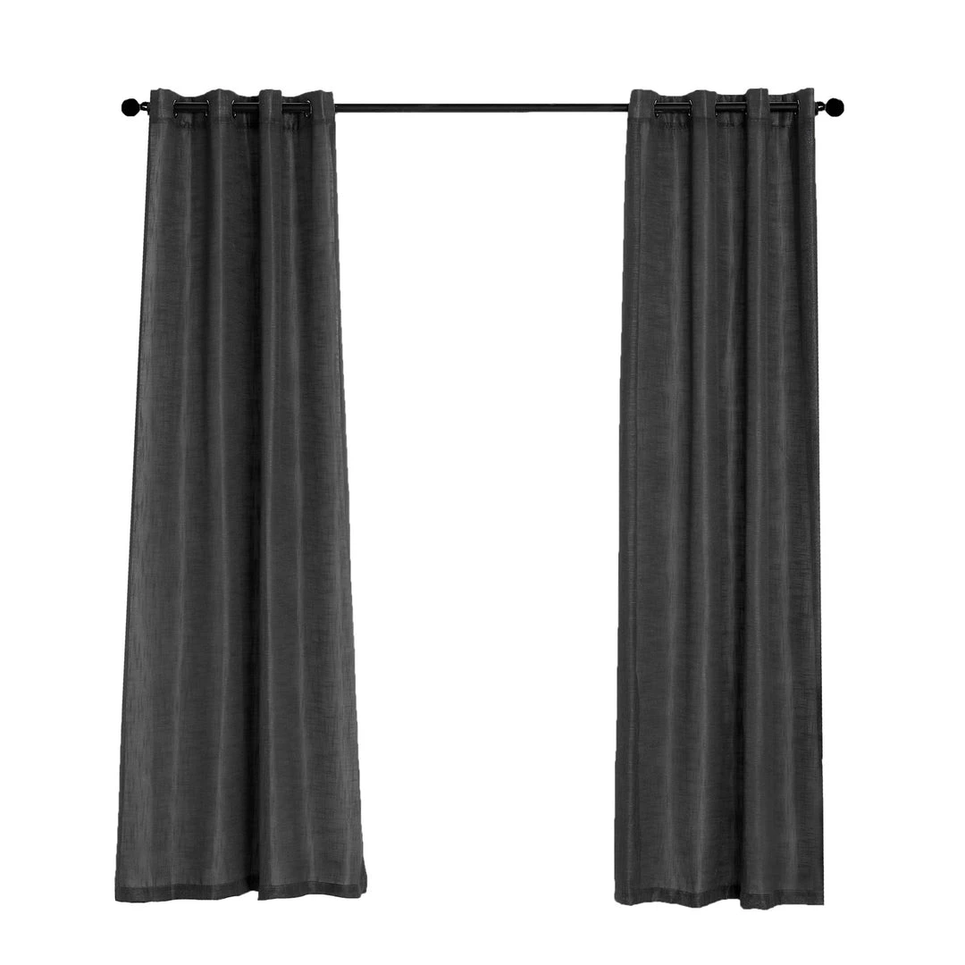 HIER_3120 2 Pack | Handmade Charcoal Gray Faux Linen Curtains 52"x96", Curtain Panels With Chrome Grommets 15 HIER_3120 2 Pack | Handmade Charcoal Gray Faux Linen Curtains 52"x96", Curtain Panels With Chrome Grommets