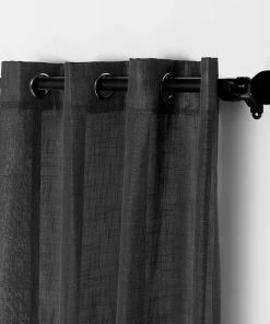 HIER_3120 2 Pack | Handmade Charcoal Gray Faux Linen Curtains 52"x96", Curtain Panels With Chrome Grommets 25 HIER_3120 2 Pack | Handmade Charcoal Gray Faux Linen Curtains 52