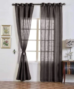HIER_3120 2 Pack | Handmade Charcoal Gray Faux Linen Curtains 52"x96", Curtain Panels With Chrome Grommets 21 HIER_3120 2 Pack | Handmade Charcoal Gray Faux Linen Curtains 52